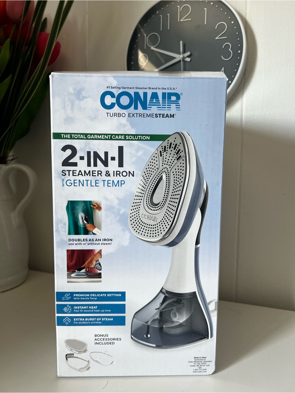 CONAIR 2-in-1 Turbo ExtremeSteam Steamer & Iron in White/Gray